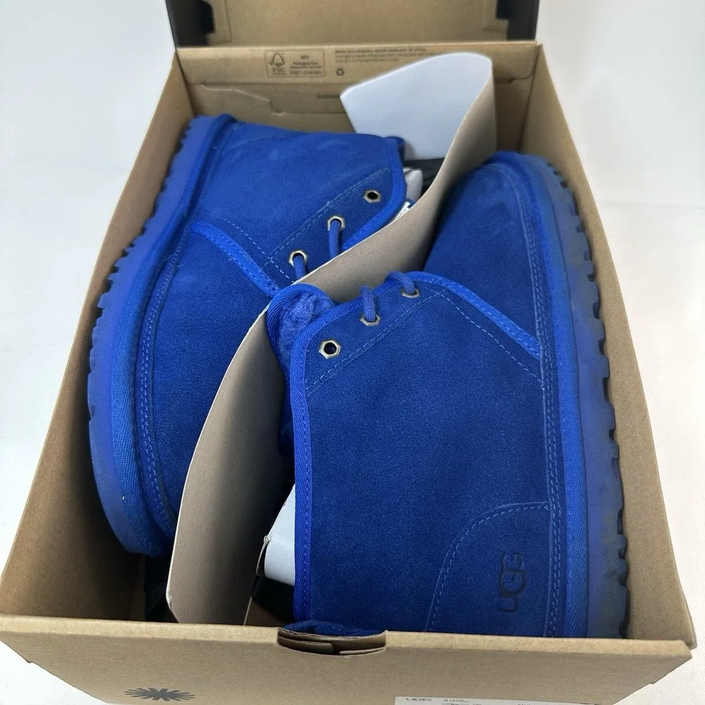 UGG Neumel Boot Cobalt Blue Suede Sheepskin Men's Size 9 With Box